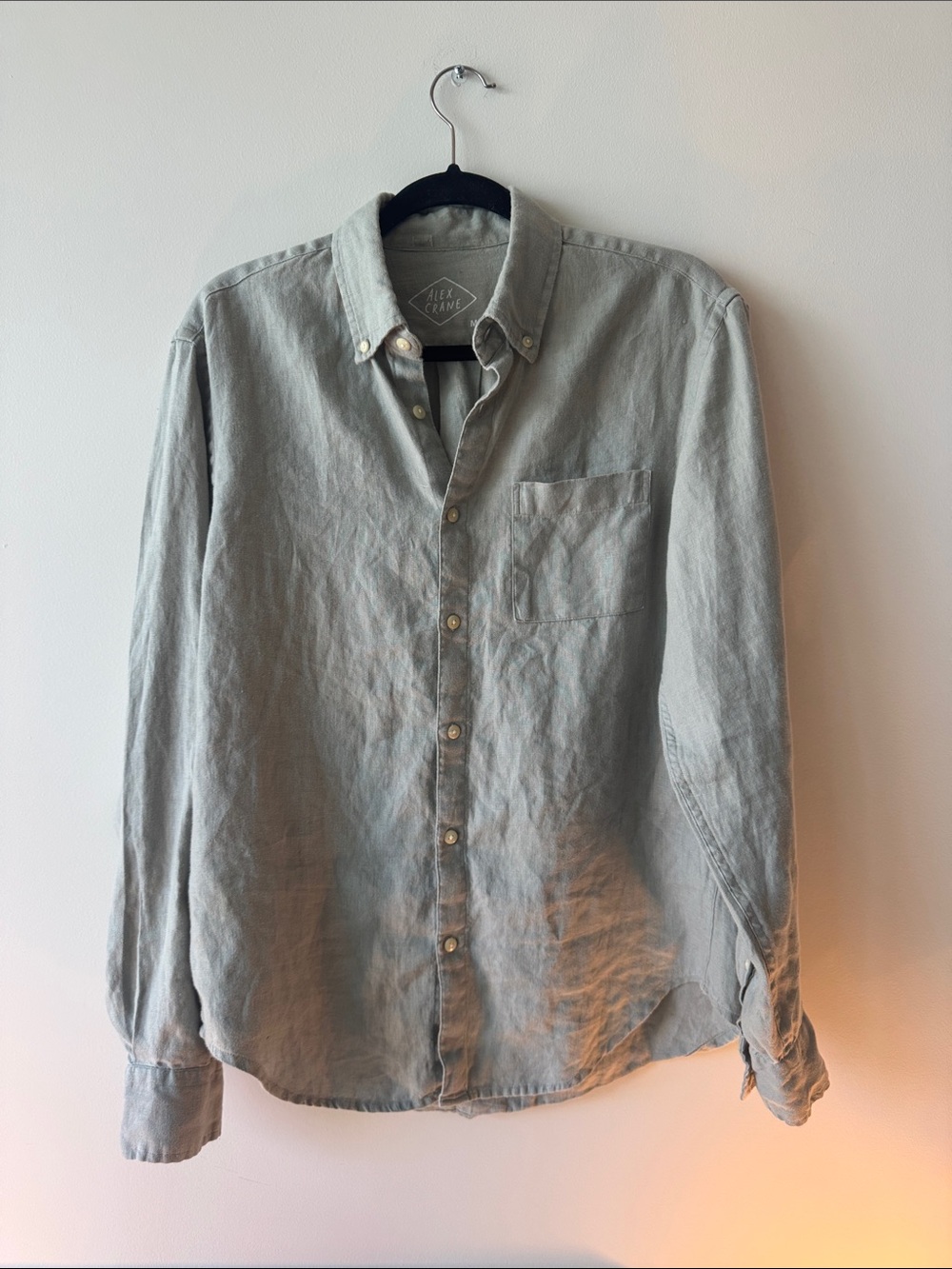 Casual Light Gray Button-Down Linen Shirt